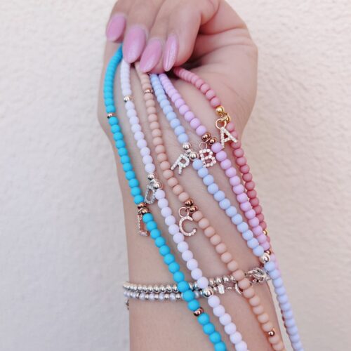 Collane rainbow letterina zirconi <br> da 24€ a 28€