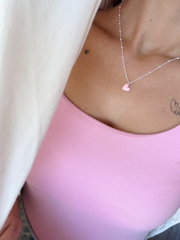 Collana cuore obliquo smaltato - immagine 2