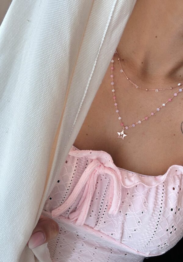 Collana gocce di pietra di luna  bianca - immagine 2