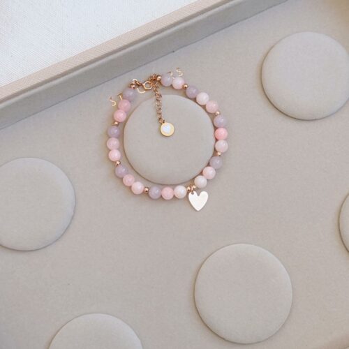Bracciale pietre naturali rosa e lavanda