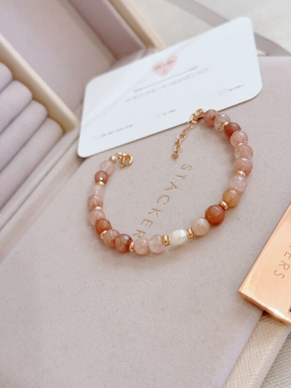 Bracciale pietre terracotta e perla
