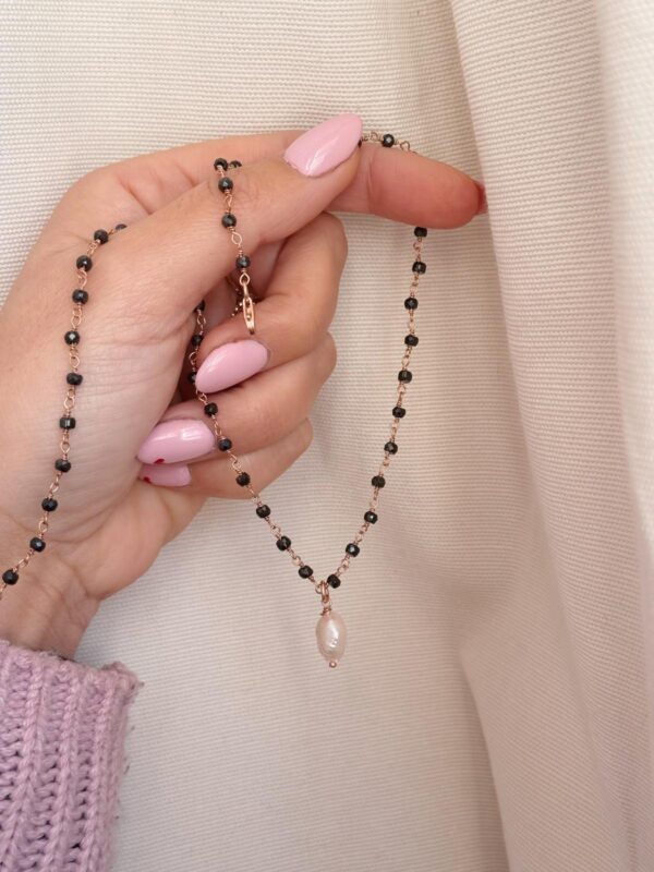 Collana maglia Rosario nera perla big - immagine 2