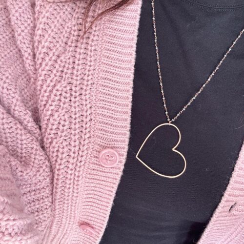 Collana maglia Rosario antracite cuore big