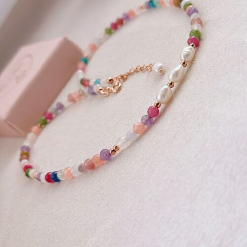 Collana pietre tormalina e perle