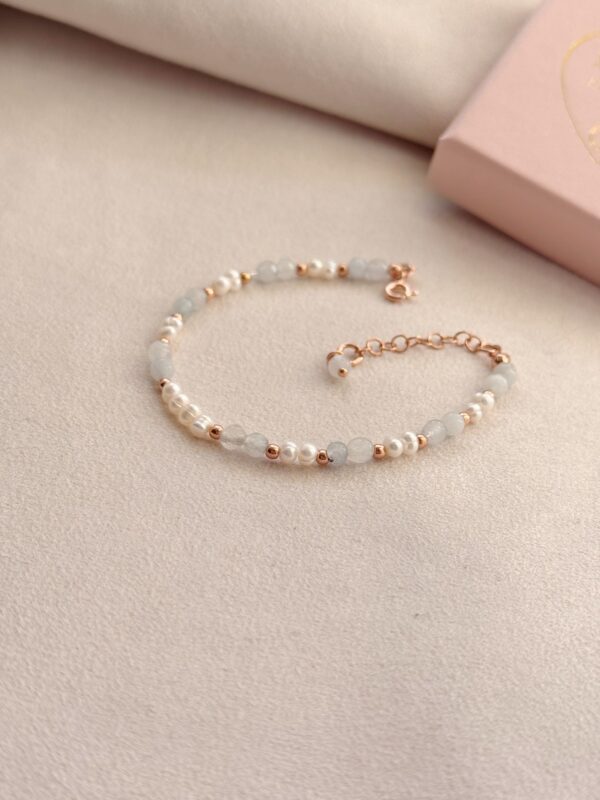 Bracciale acqua marina e perla