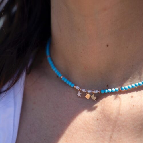 Collana pasta di turchese charm marini