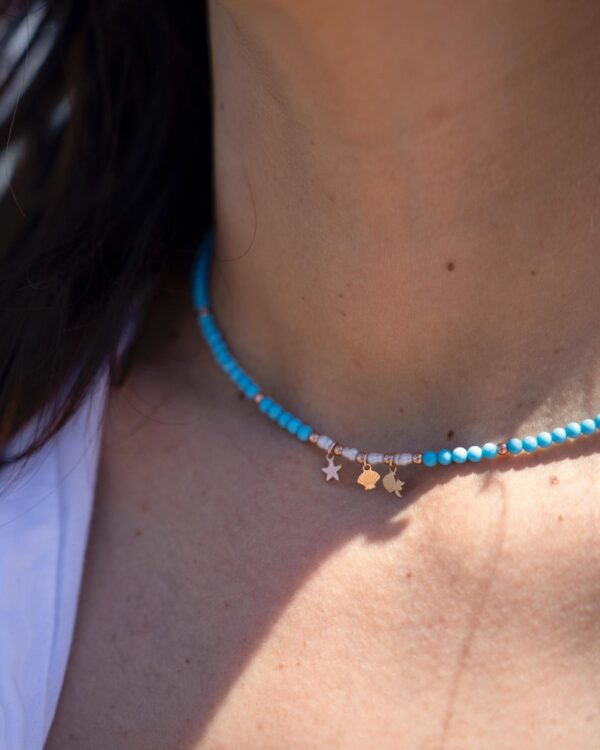 Collana pasta di turchese charm marini
