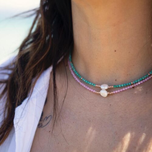 Collana mini zirconi perla big