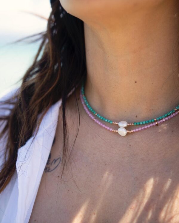 Collana mini zirconi perla big