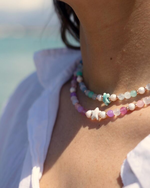 Collana pietre quarzo stella marina connettore - immagine 4