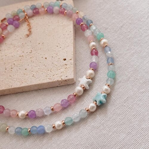 Collana pietre quarzo stella marina connettore