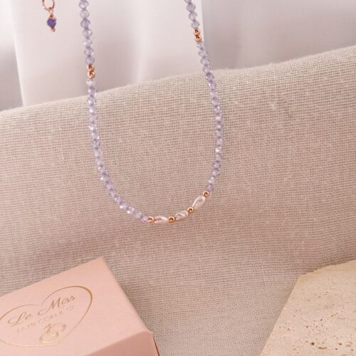 Collana zirconi lavanda e perle