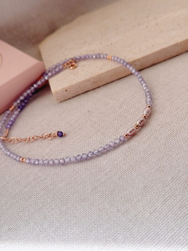 Collana zirconi lavanda e perle - immagine 2