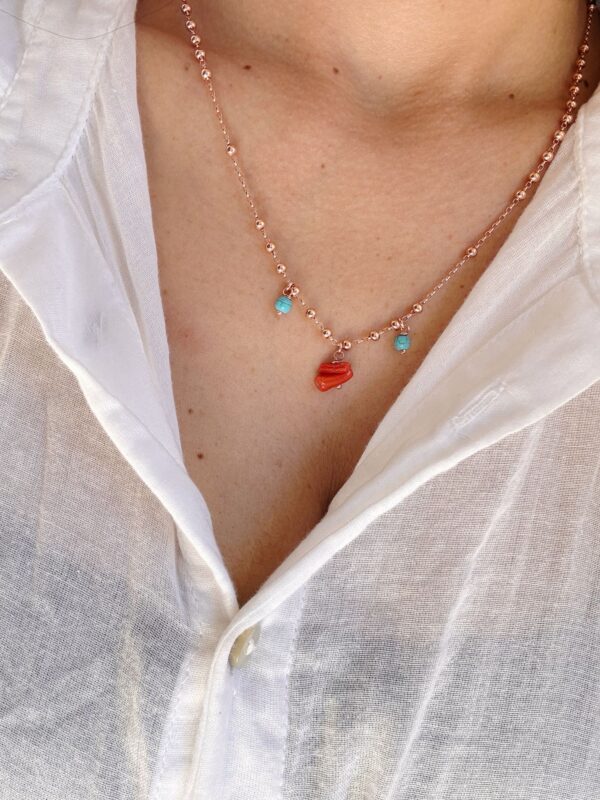 Collana mix sfere rametti corallo