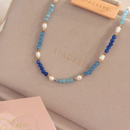 Collana sfumature del mare e perle