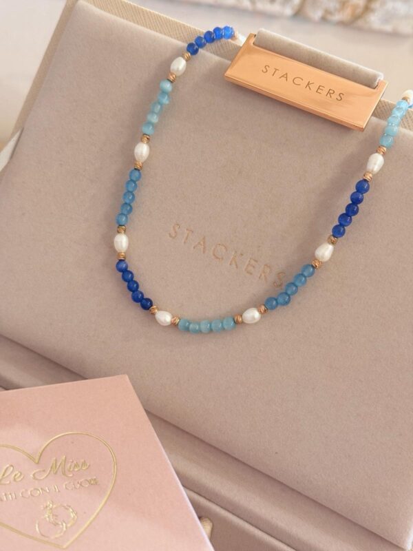 Collana sfumature del mare e perle